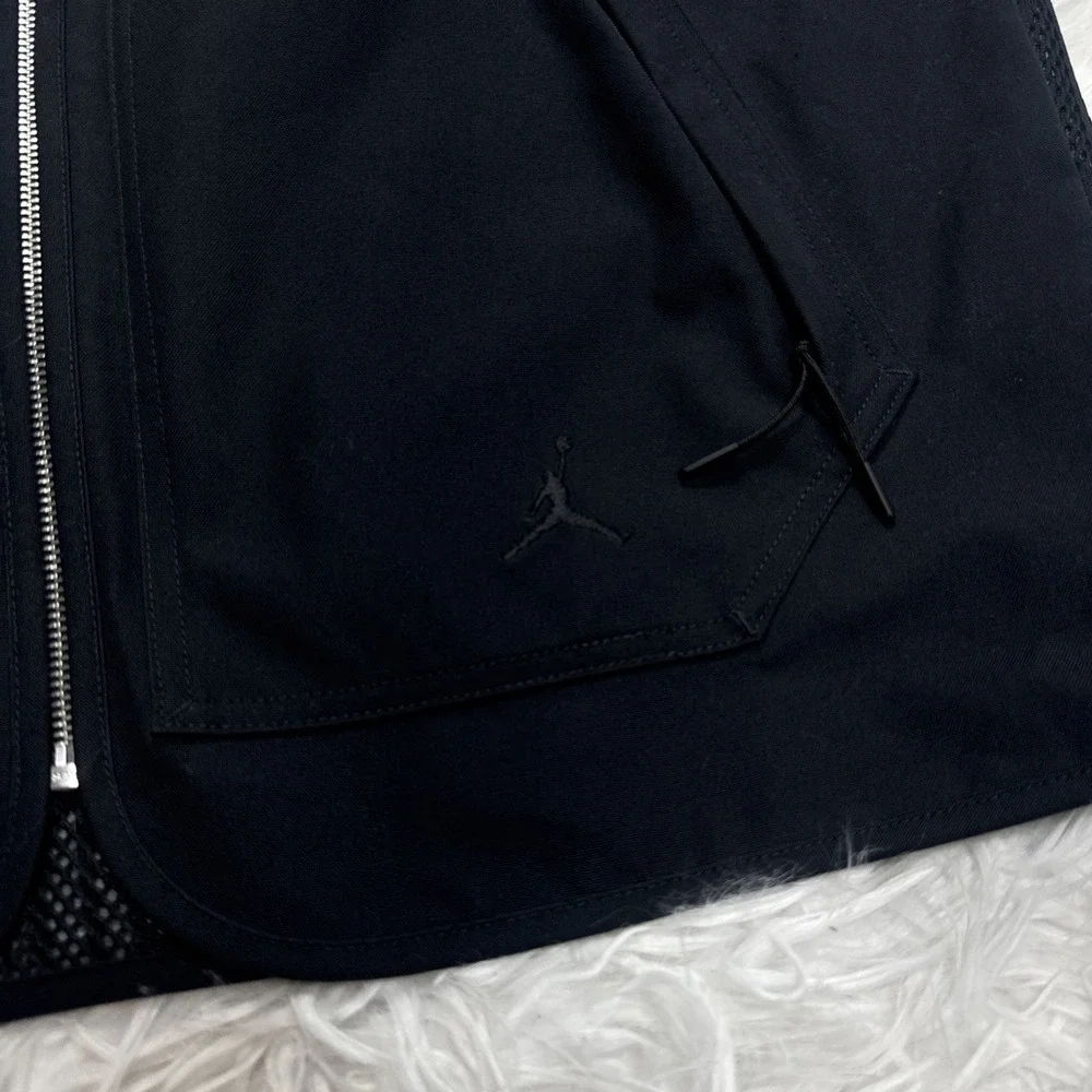 JORDAN Essentials Canvas Mesh Vest Men Medium M Black Full Zip Pockets‎ New $140